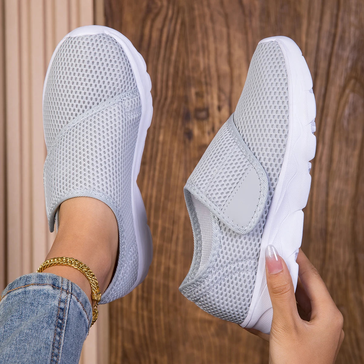 Wide-Fit Mesh Walking Shoes