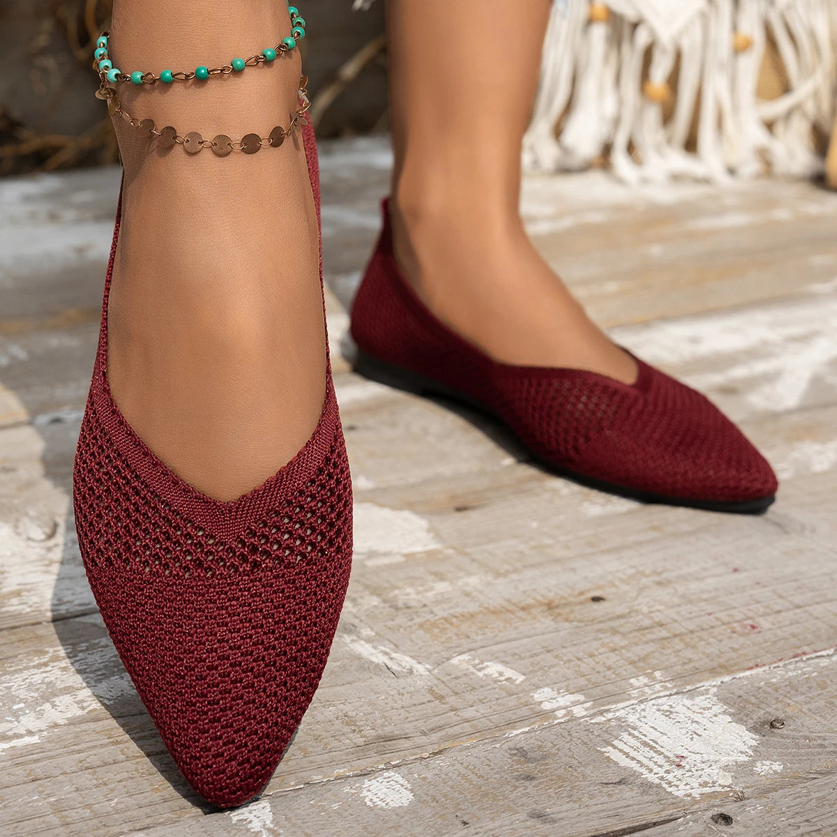 Breathable Pointed Toe Flats