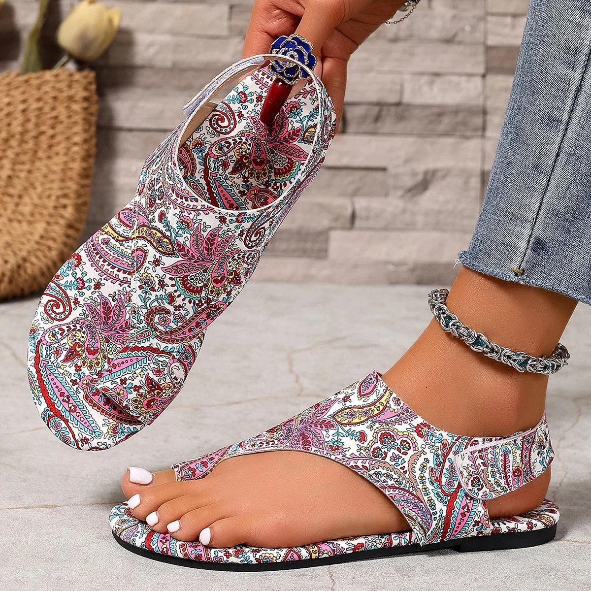 Printed Flat Sandals