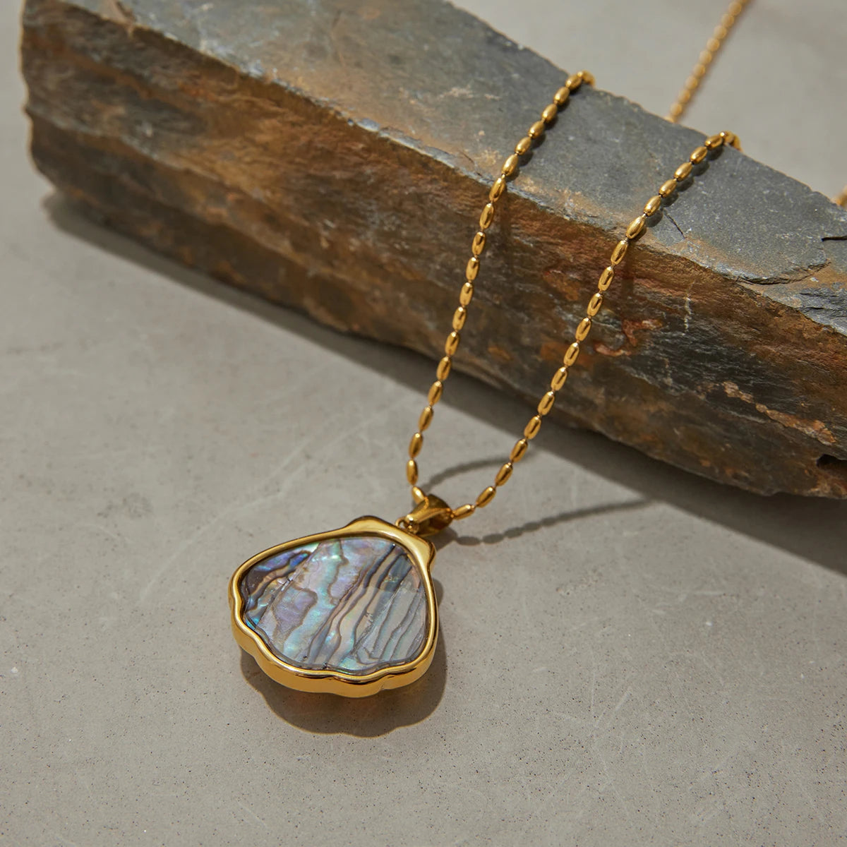 Abalone Shell Necklace - 18k Gold Plated