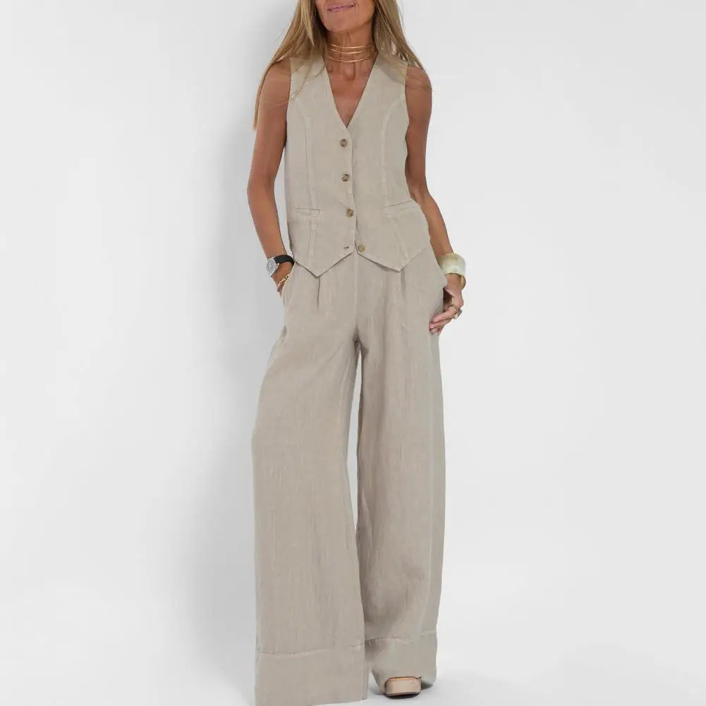 Waistcoat & Wide-leg Trouser