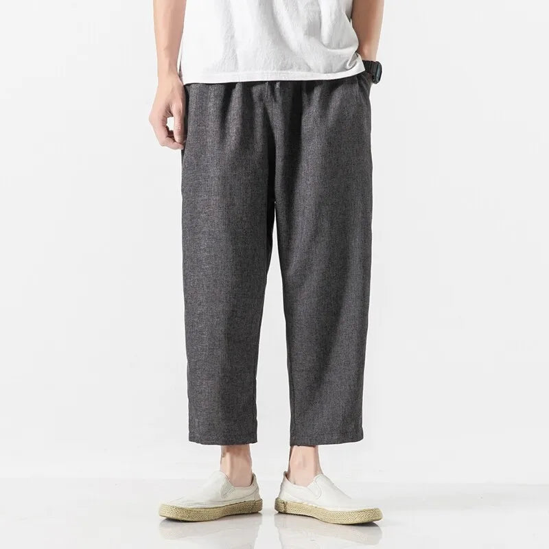 Cotton Linen Cropped Pants