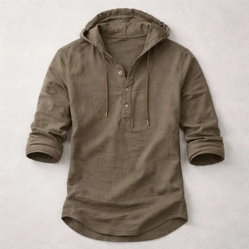 Cotton Linen Hooded Shirt