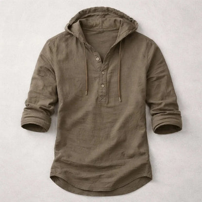 Cotton Linen Hooded Shirt