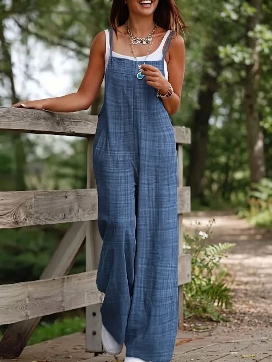 Wide-leg Dungaree Jumpsuit