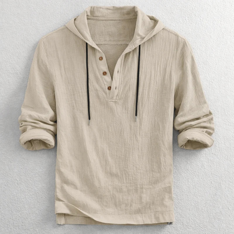 Cotton Linen Hooded Shirt