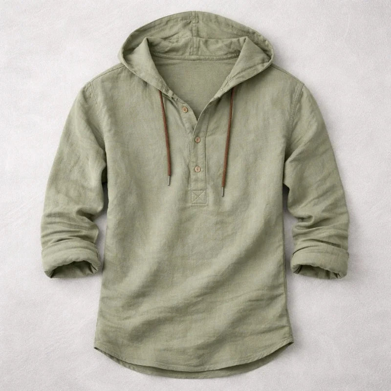 Cotton Linen Hooded Shirt