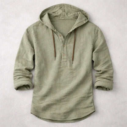 Cotton Linen Hooded Shirt