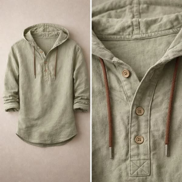 Cotton Linen Hooded Shirt