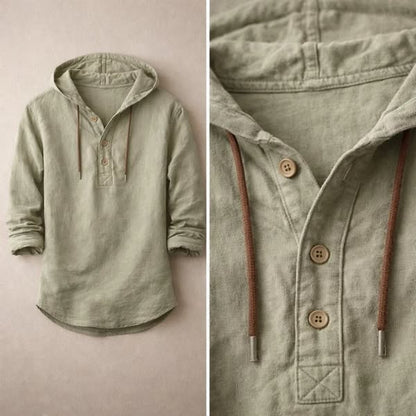 Cotton Linen Hooded Shirt