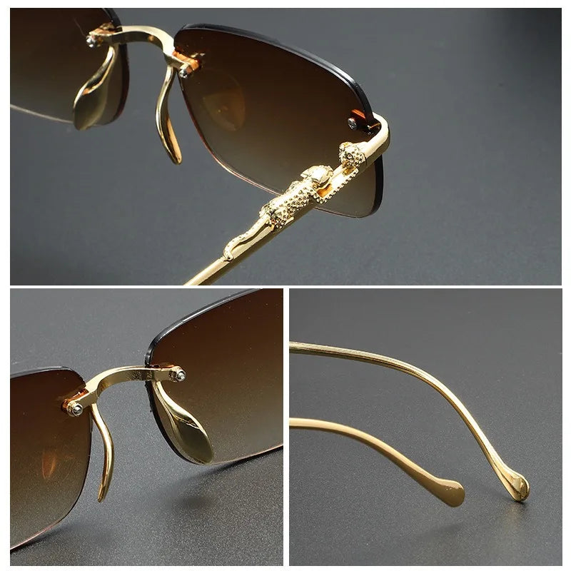 Rimless Leopard Sunglasses