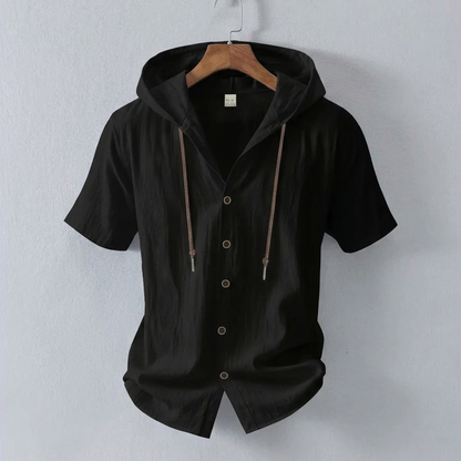 Linen Blend Hooded Shirt