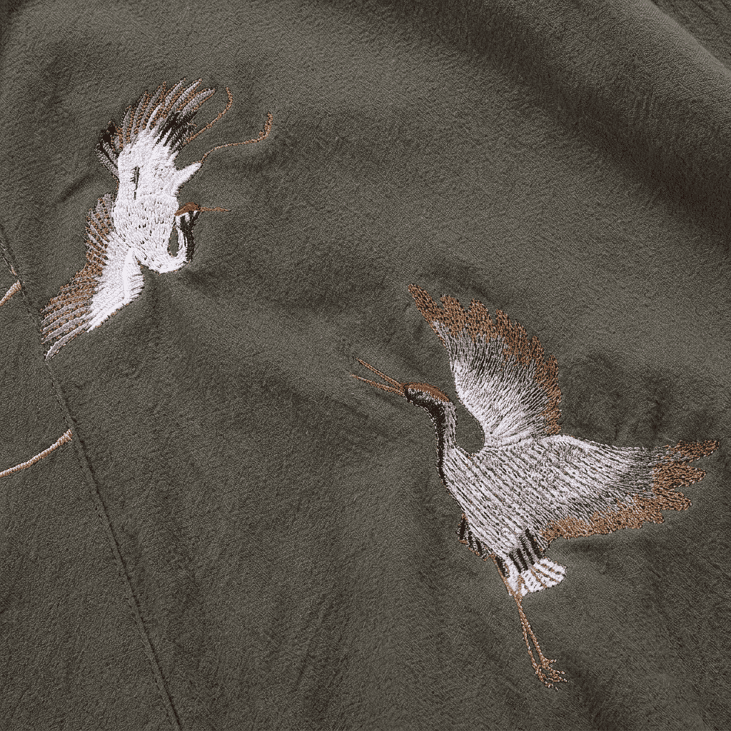 Kimono Crane Embroidery