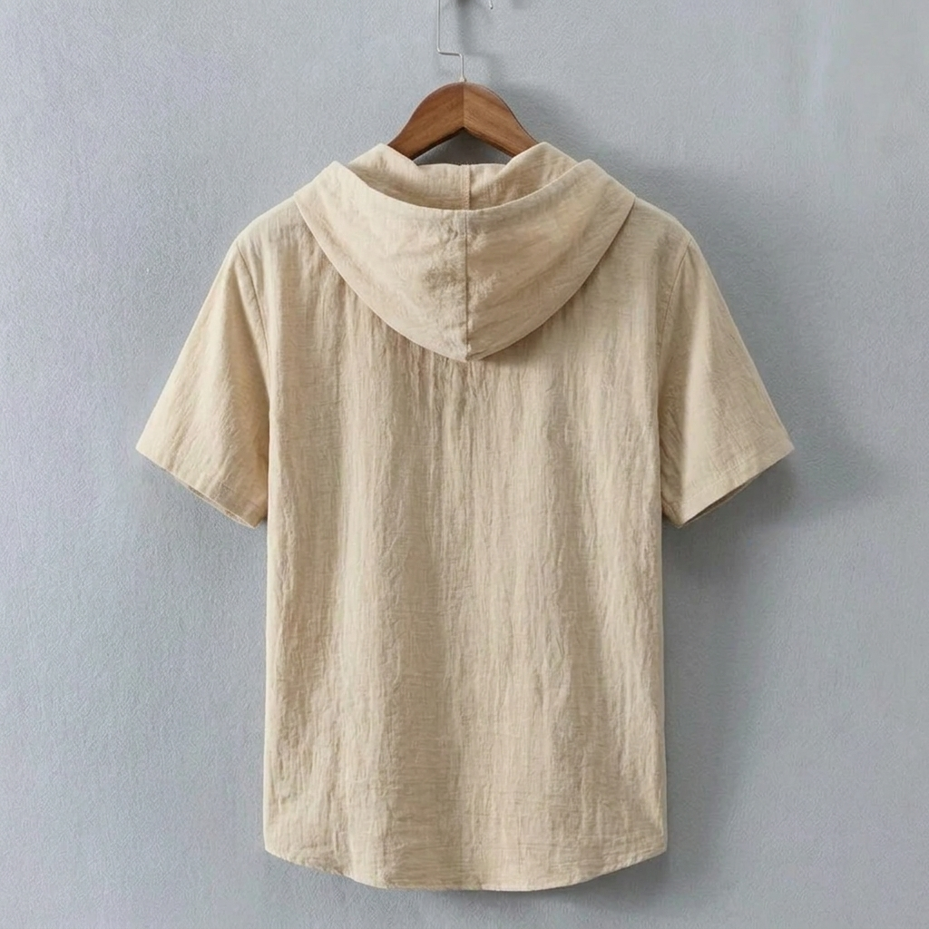 Linen Blend Hooded Shirt