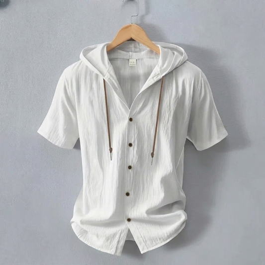 Linen Blend Hooded Shirt