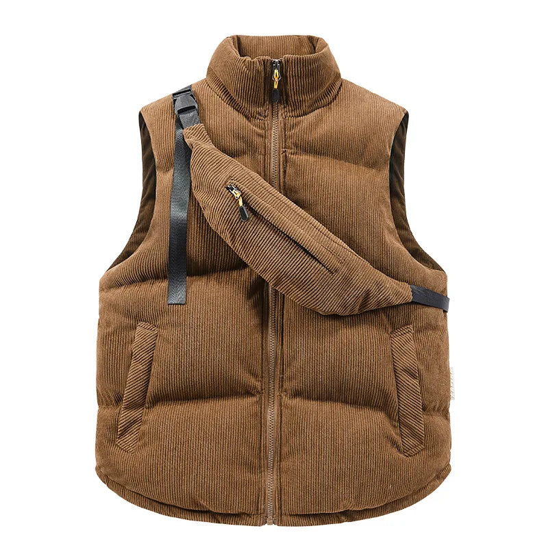 Corduroy Vest With Sling Bag