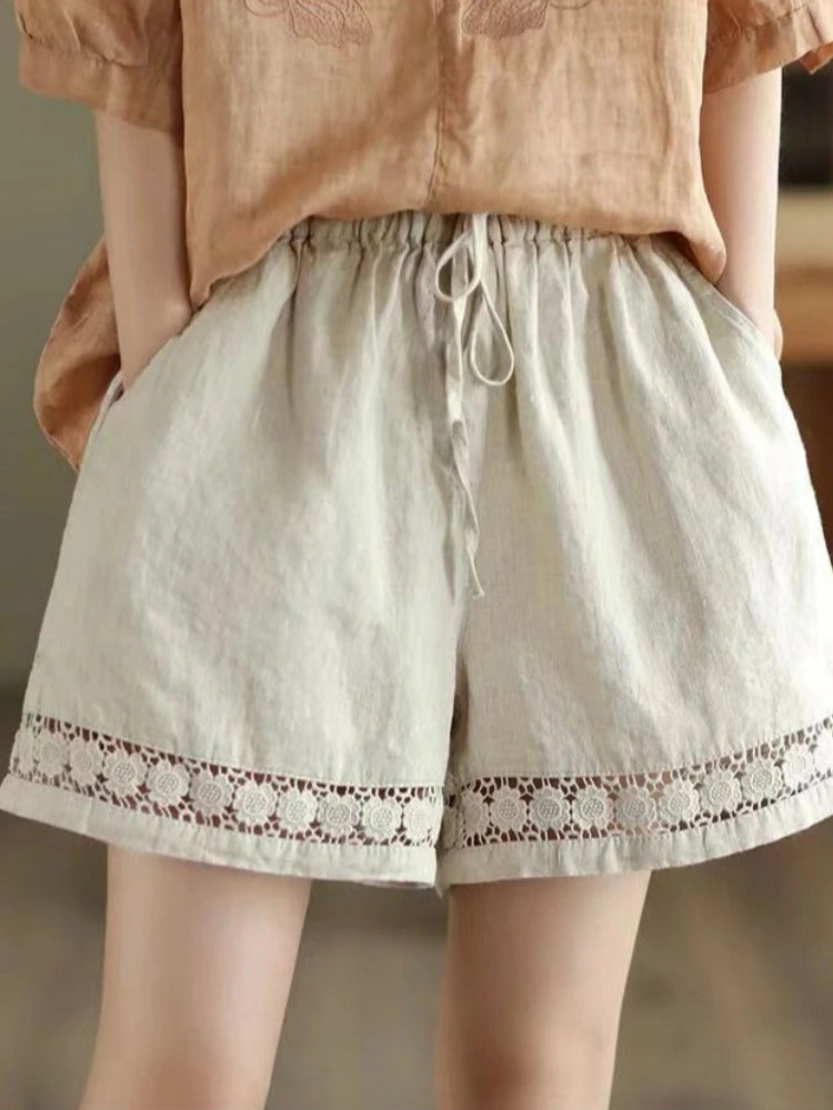 Lace Wide-Leg Shorts