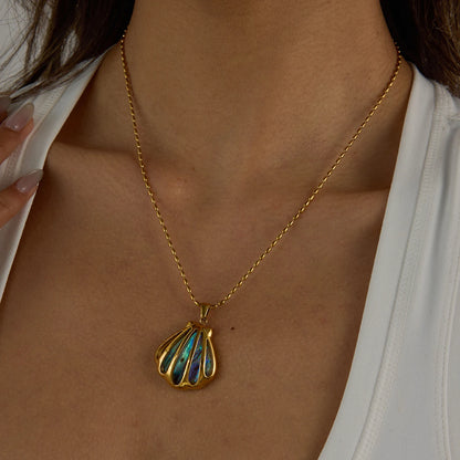 Abalone Shell Necklace - 18k Gold Plated