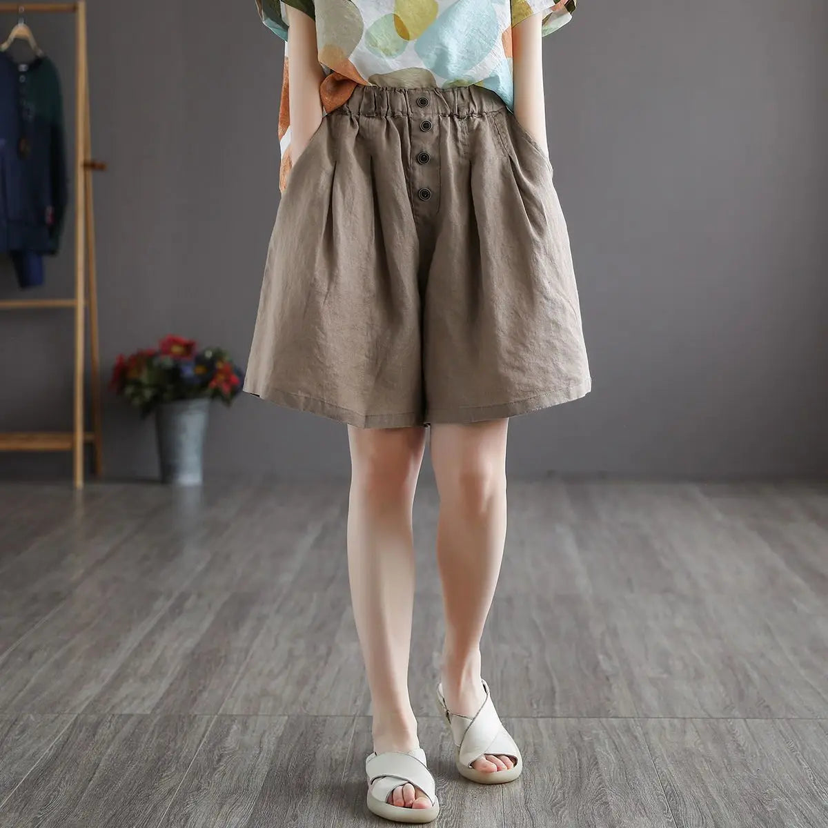 Knee-Length Cotton Shorts
