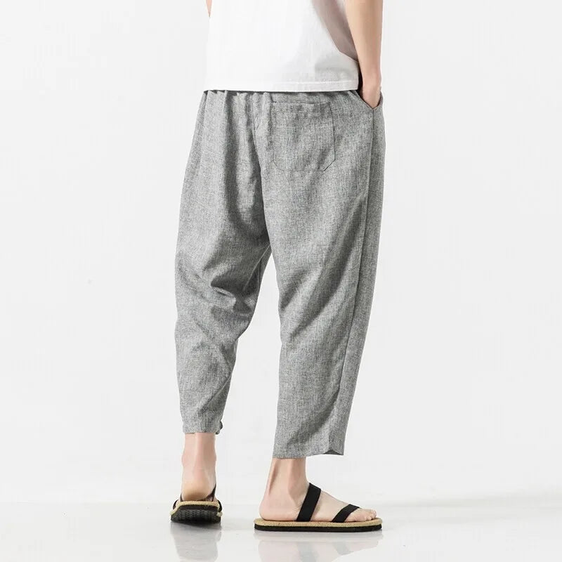 Cotton Linen Cropped Pants