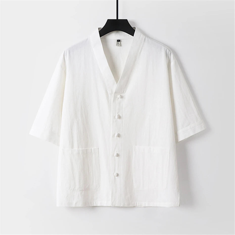Linen cotton Kimono-style Shirt