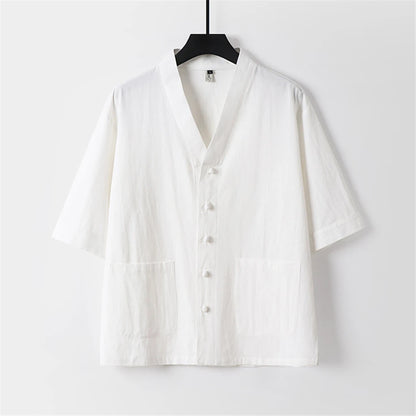 Linen cotton Kimono-style Shirt