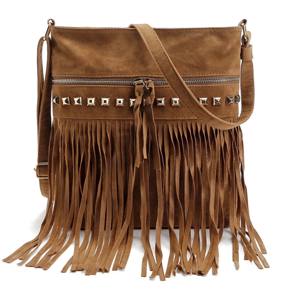 Suede Fringe Tassel Shoulder Bag