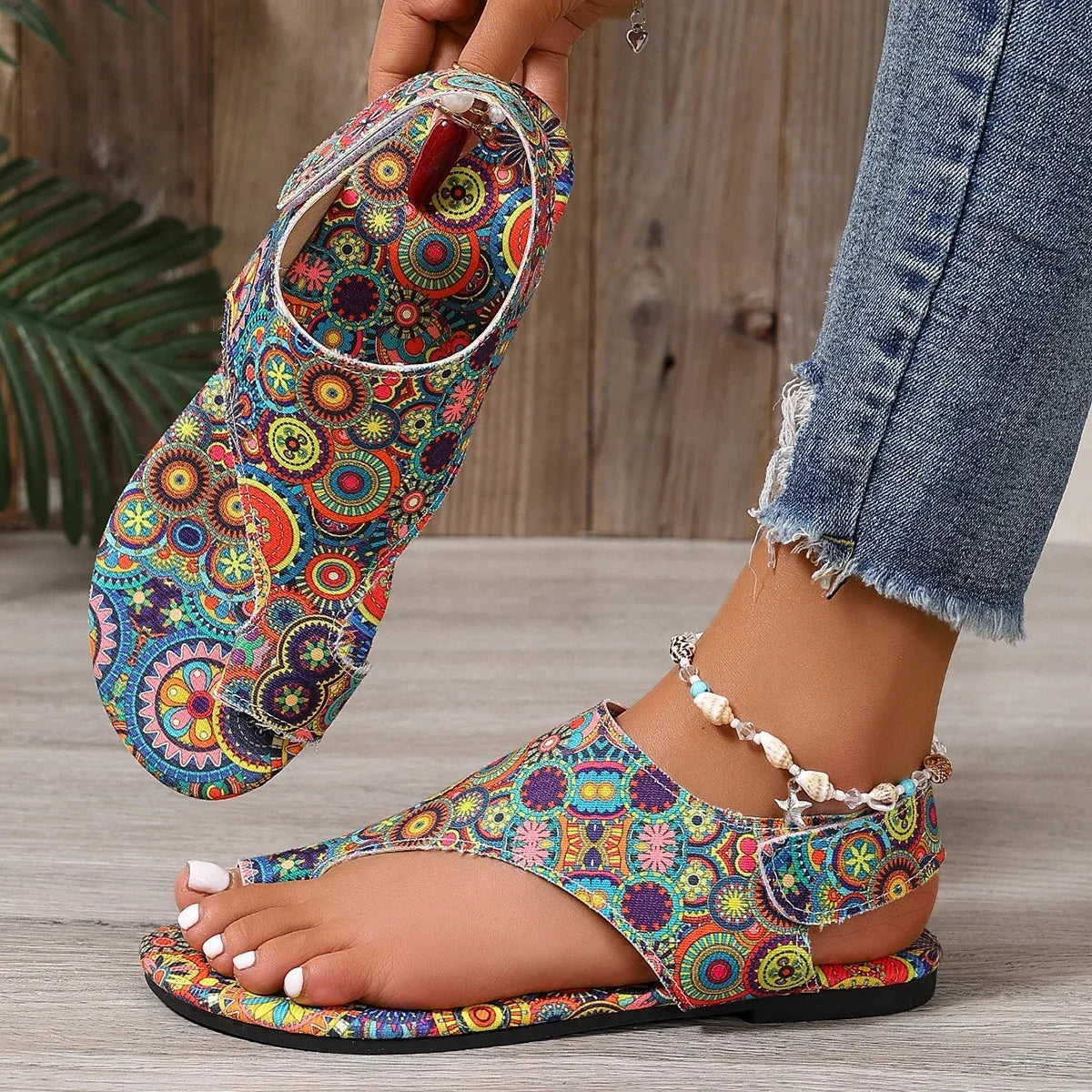 Printed Flat Sandals