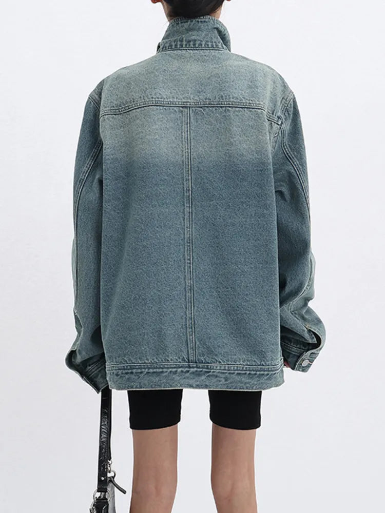 Denim Turtleneck Coat