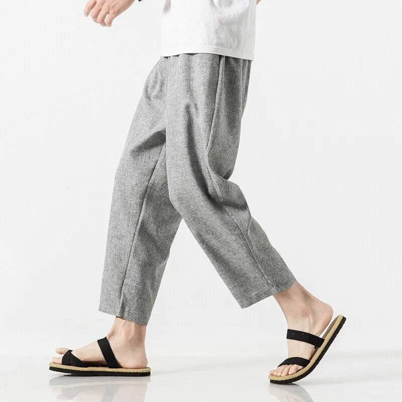 Cotton Linen Cropped Pants