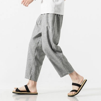 Cotton Linen Cropped Pants