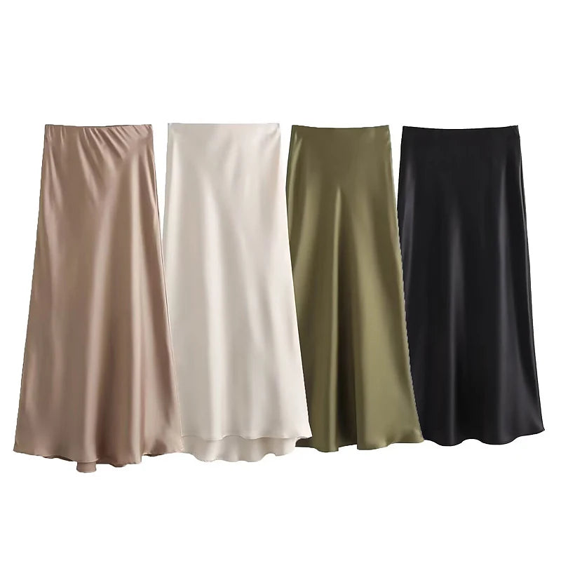 Satin Midi Skirt