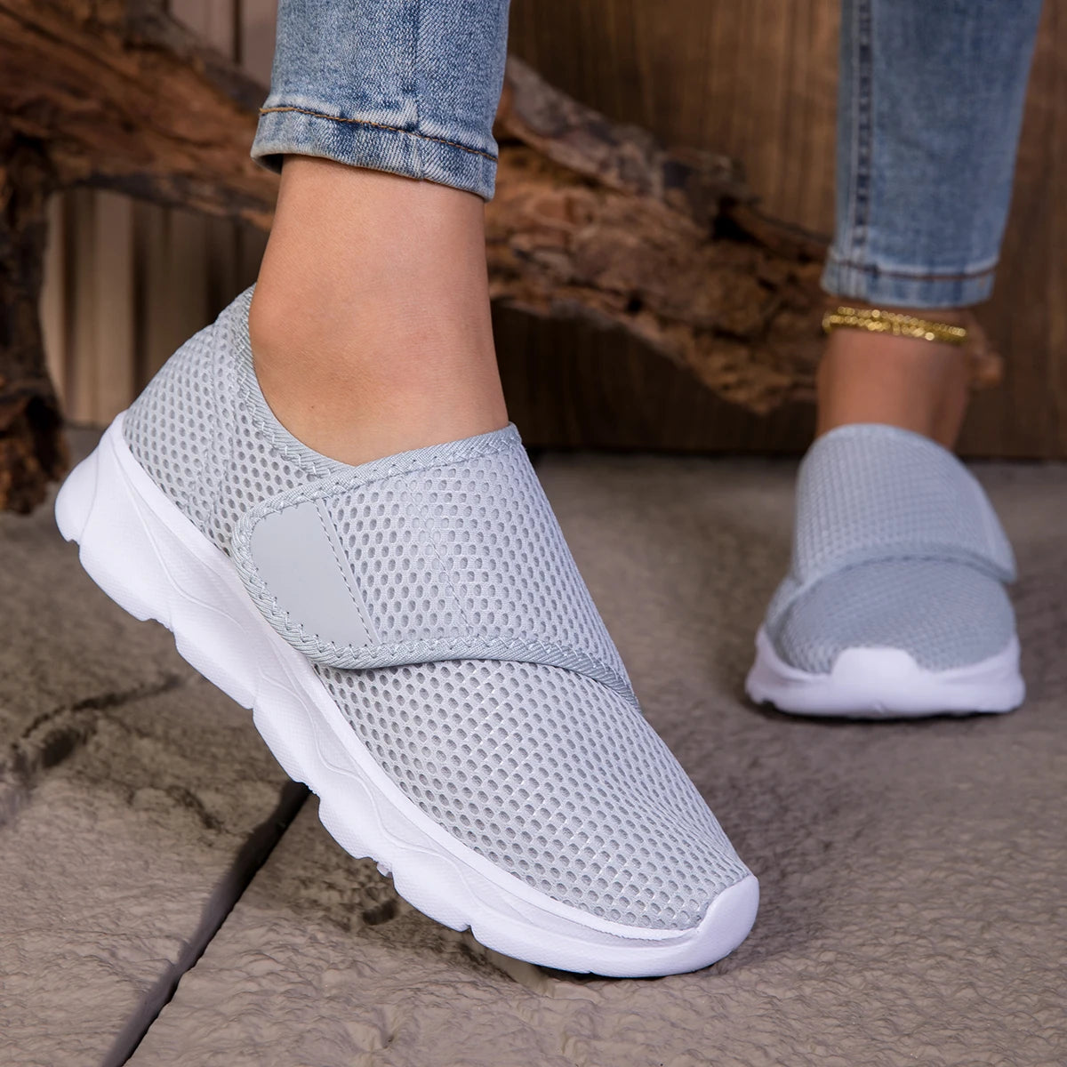 Wide-Fit Mesh Walking Shoes