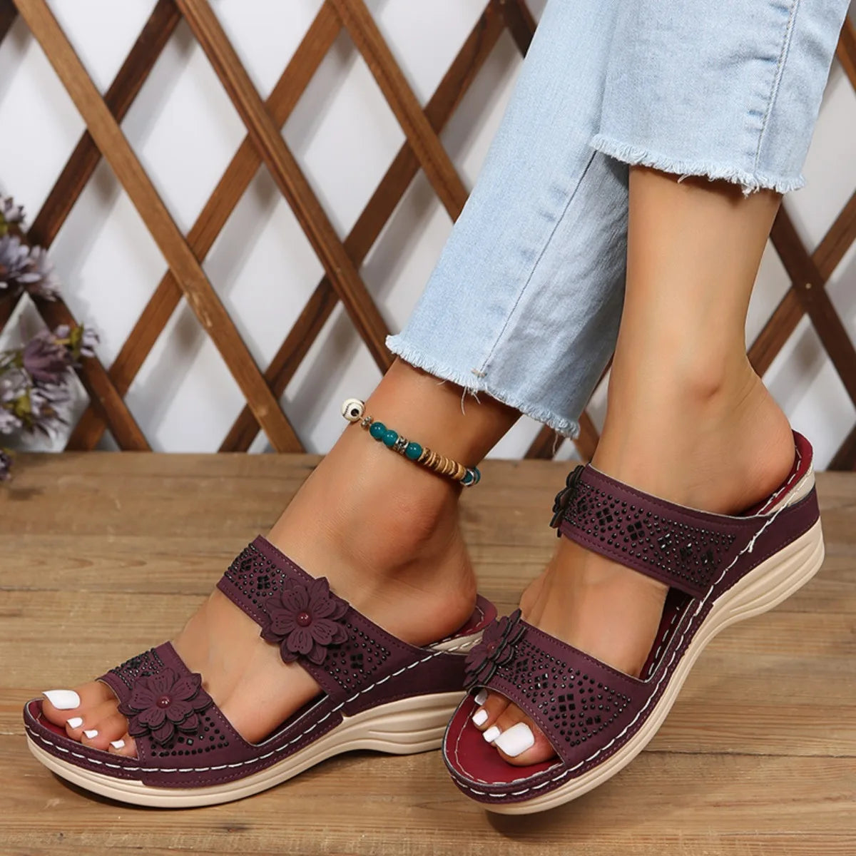 Floral Wedge Sandals