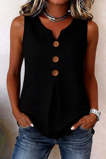 Button V-Neck Tank