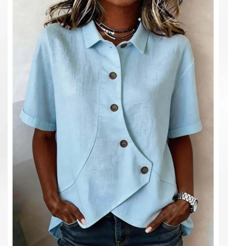 Asymmetric Button Blouse