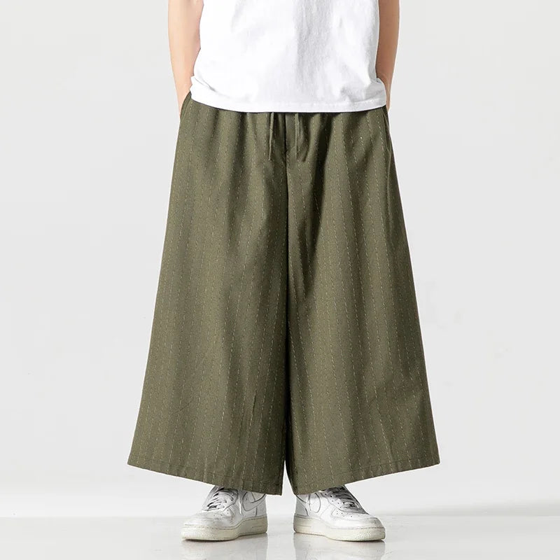 Pinstripe Wide-leg Trousers