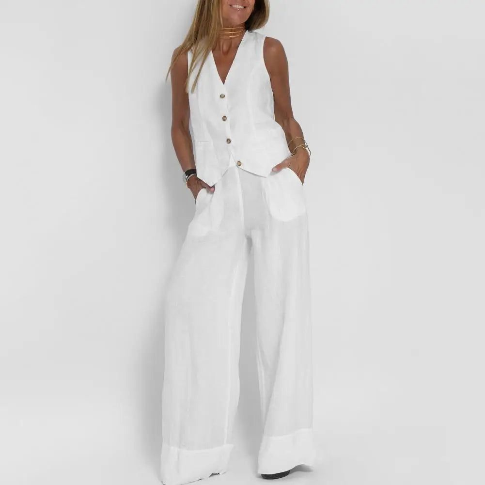 Waistcoat & Wide-leg Trouser