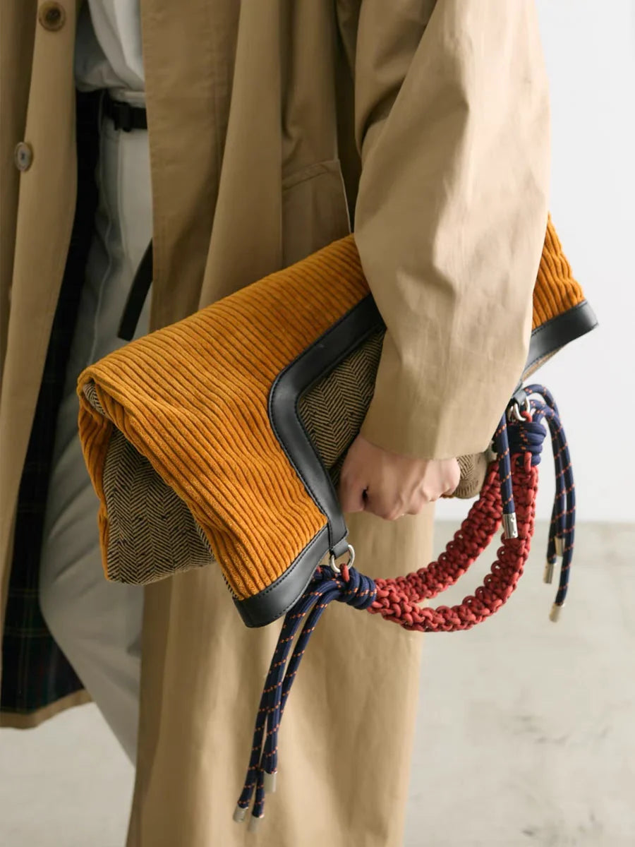 Corduroy Woven-Handle Tote