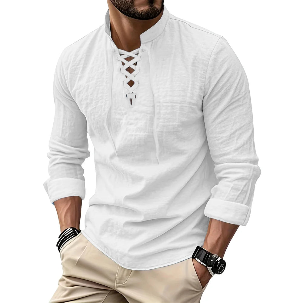 Lace-up V-neck Shirt