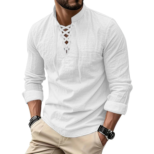 Lace-up V-neck Shirt