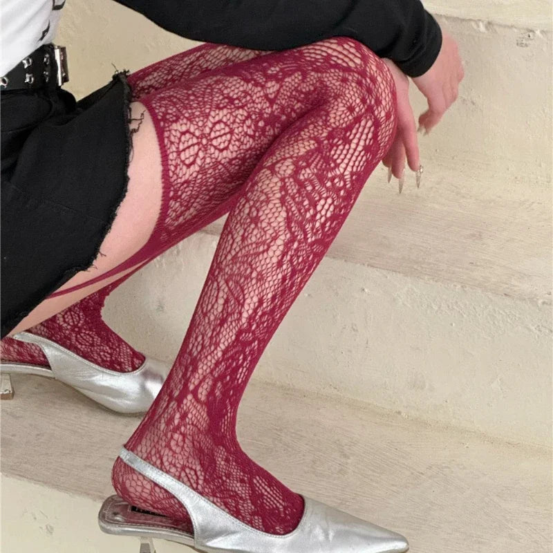 Floral Garter Tights