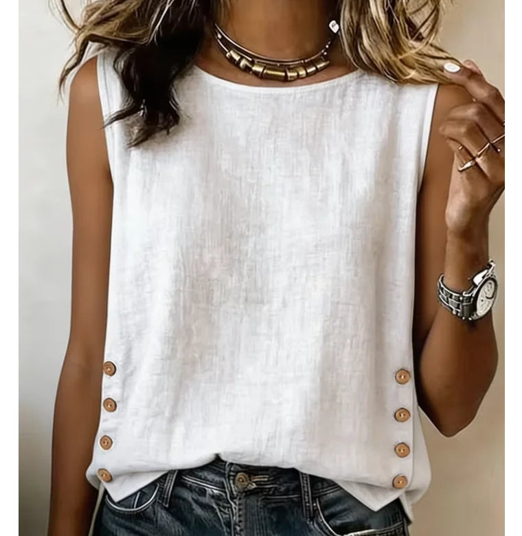 Sleeveless Side-Button Blouse