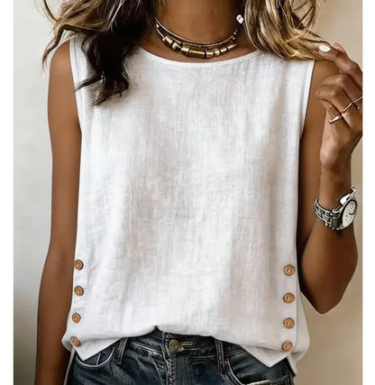 Sleeveless Side-Button Blouse