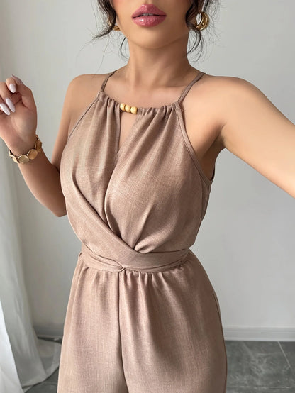 Halter neck wide-leg jumpsuit