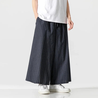 Pinstripe Wide-leg Trousers