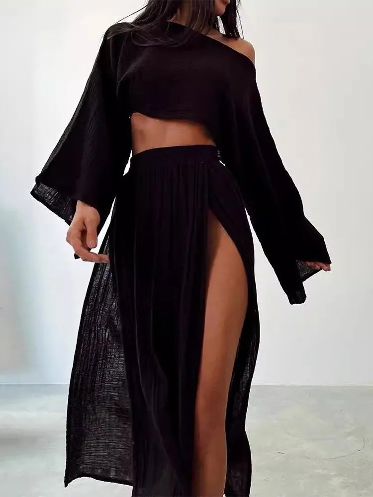 Cropped Top & High-split Maxi skirt