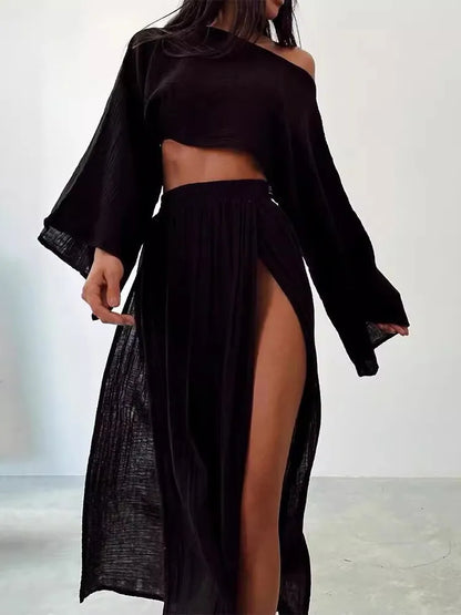 Cropped Top & High-split Maxi skirt