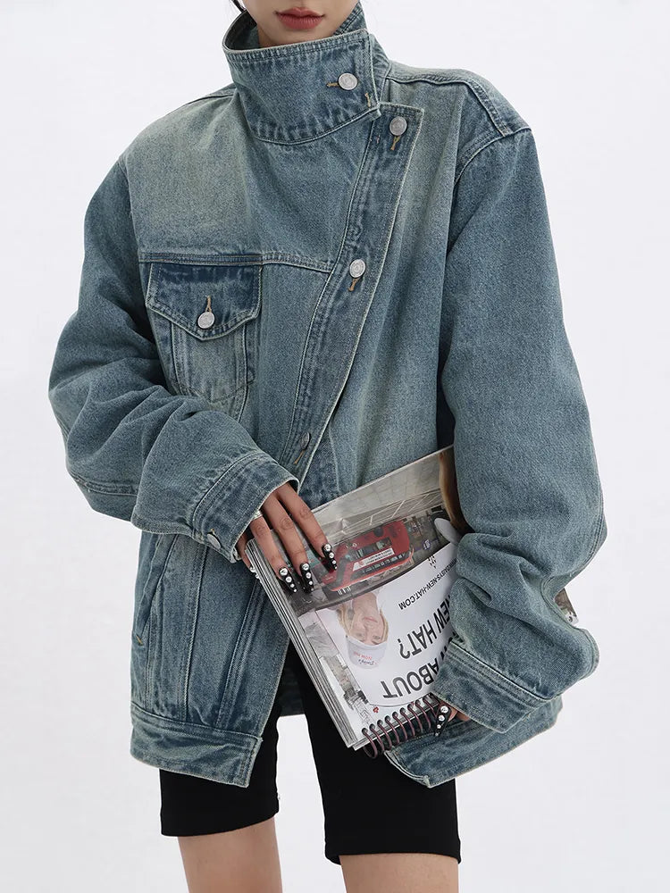 Denim Turtleneck Coat