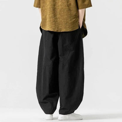 Drop-crotch Wide-leg Trousers